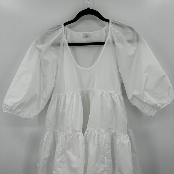 ARITZIA Wilfred White Fantasy Taffeta Crepe Tiered Baby Doll Mini Dress Small - Picture 7 of 11